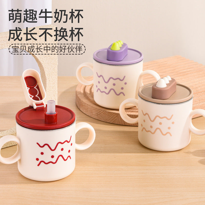 Kids' sippy cup with spout, graduated baby milk cup, drinking cup, home use baby straw cup, maternity and baby supplies