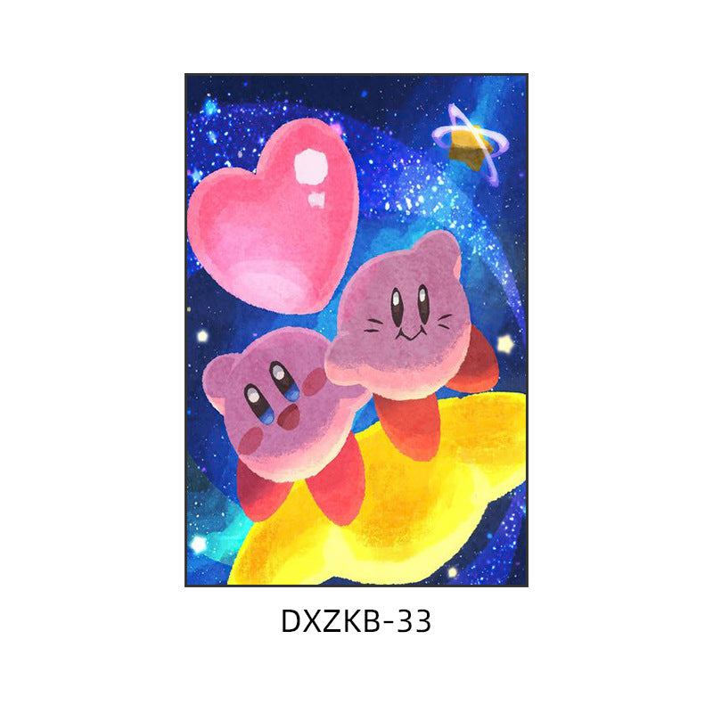 Star Kirby decorative painting pink girl bedroom children's room hanging painting cartoon animation cute princess bedside mural