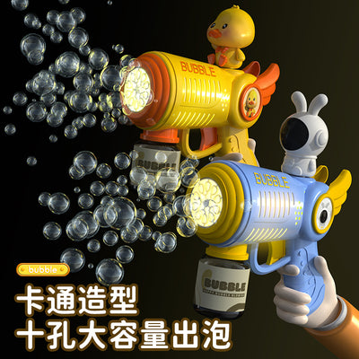Popular duck bubble gun fully automatic cartoon light leak-free handheld kids electric bubble toy