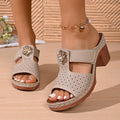 plus size  summer new european and american floral stitching export round toe casual women's high heel sandals and slippers