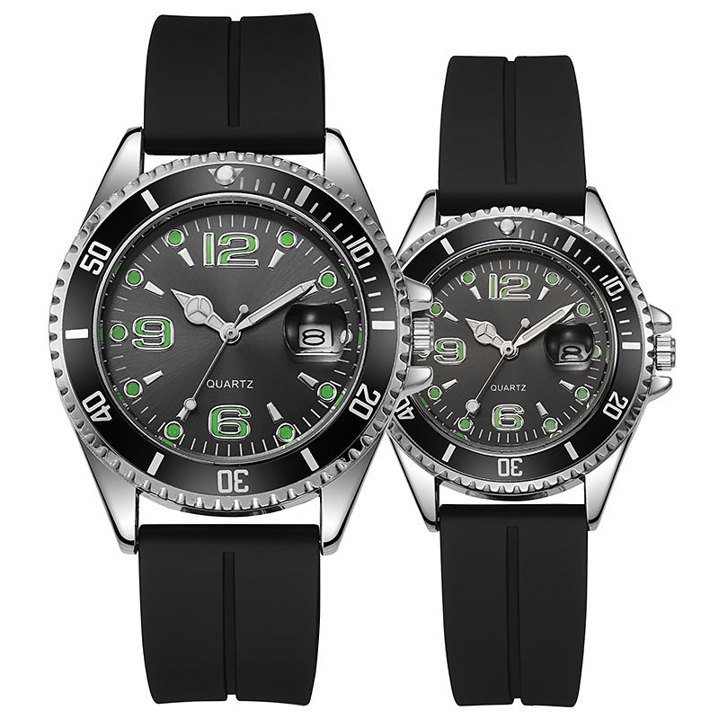 couple fashion sports green water ghost quartz watch casual silicone student quartz watch life waterproof