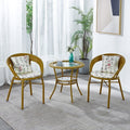Balcony for home small coffee table house courtyard rattan tea table and chair combination outdoor open-air rattan chair three-piece small round table