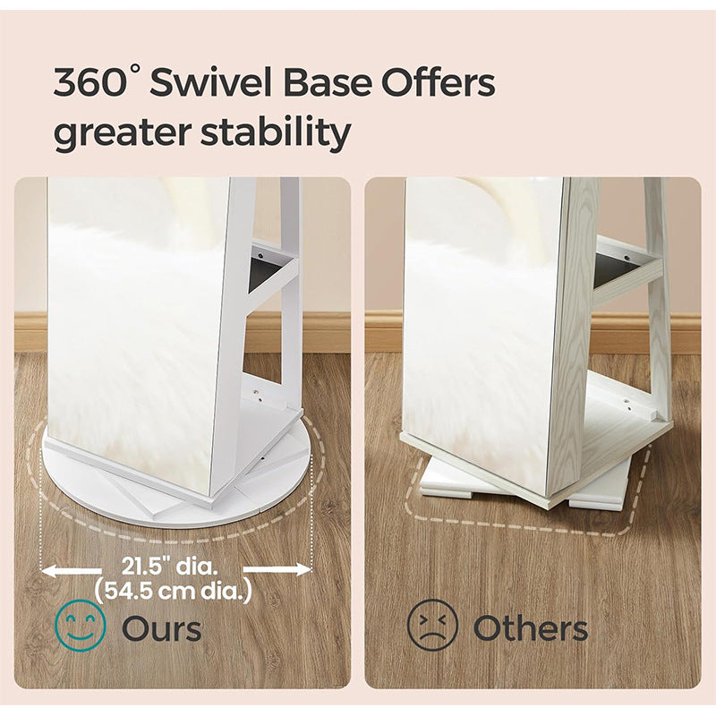 Rotating solid wood full-body mirror cabinet household bedroom jewelry jewelry storage floor-to-ceiling mobile fitting mirror hanging coat hat rack