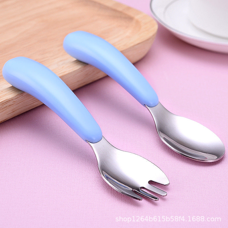 Cartoon 304 stainless steel children's tableware spoon fork box three-piece set baby tableware mother and baby gifts fork and spoon