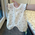 Summer romper for baby girls - adorable princess style, newborn flutter sleeve muslin lightweight bodysuit