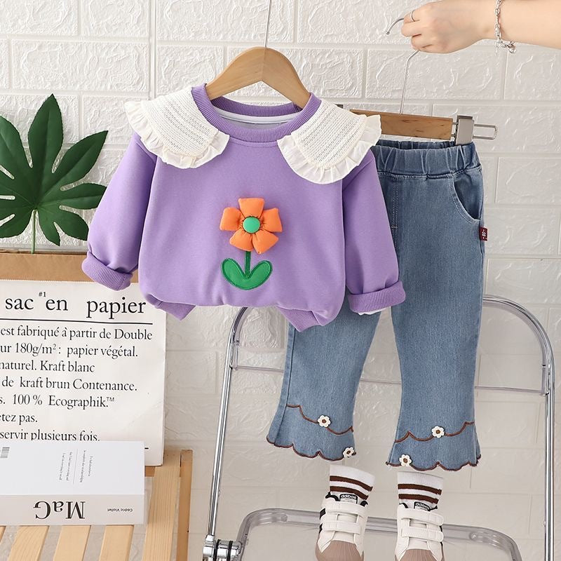 Baby girl's fall/winter clothing  new style: casual sweatshirt two-piece set for little girls - direct wholesale supply