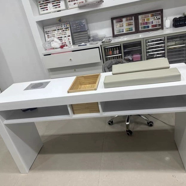 Japanese manicure table Double three-person manicure shop decoration with groove storage box Vacuum cleaner Nail table log