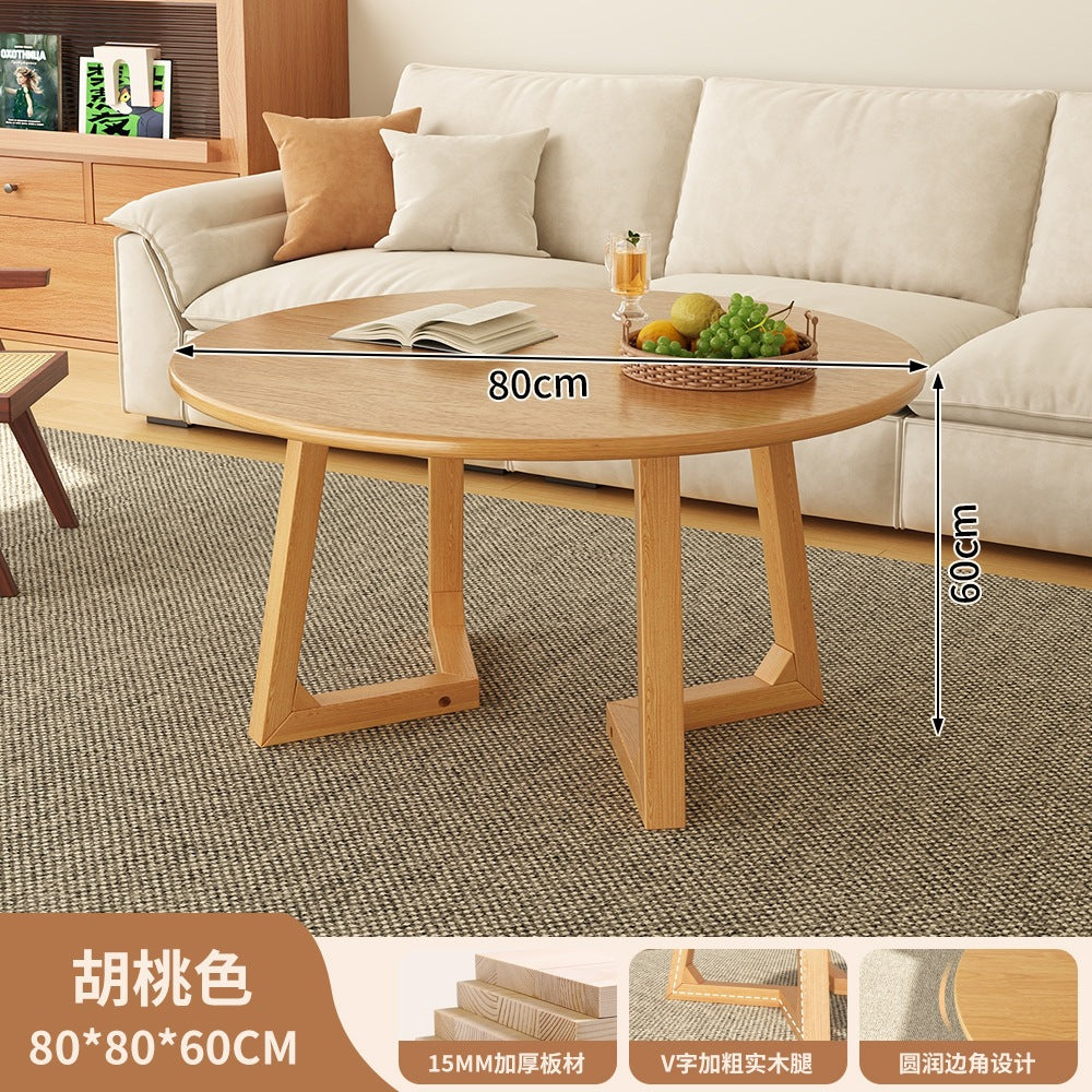 Japanese style solid wood living room coffee table small apartment insfor home log style round side table casual dining tea table