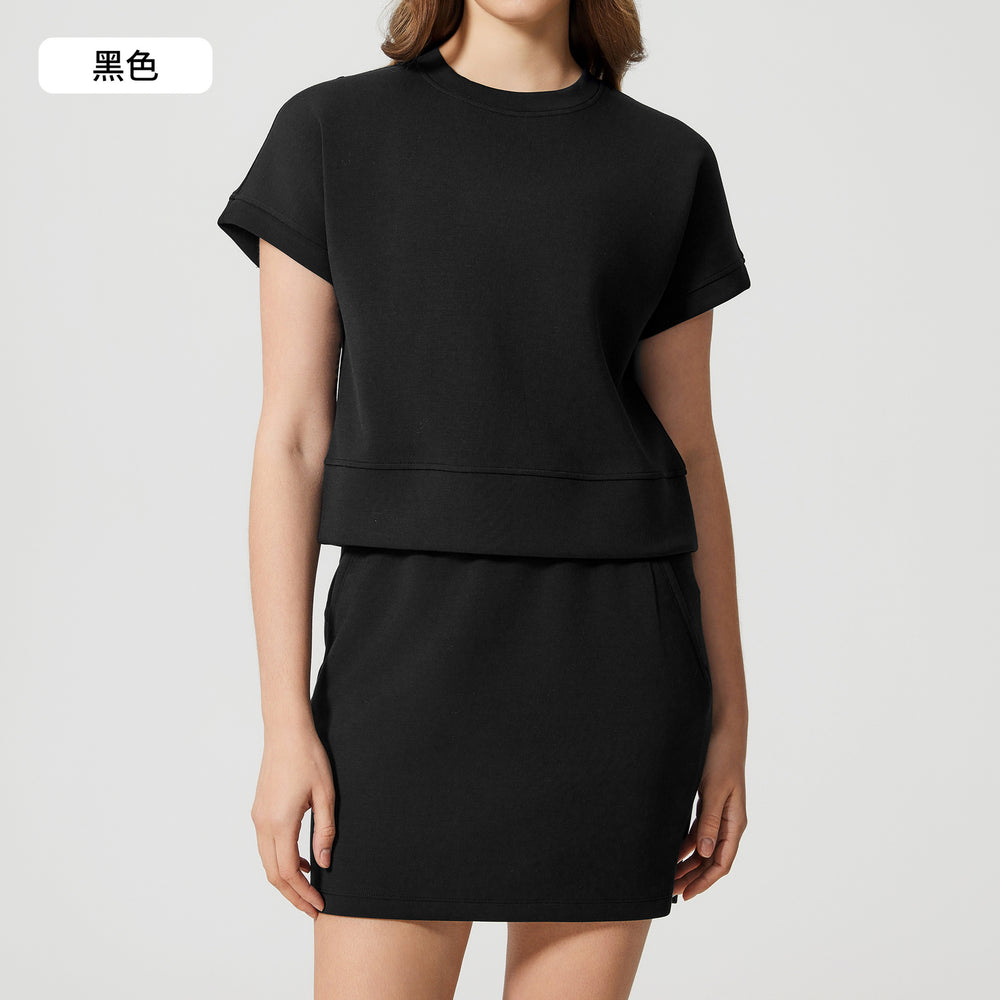 Women's casual activewear set: loose-fit breathable short-sleeve t-shirt & air layer shorts - perfect for yoga & workout