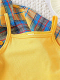 cross-border exclusive lapel plaid shirt camisole + heavy-duty washed beaded jeans three-piece set