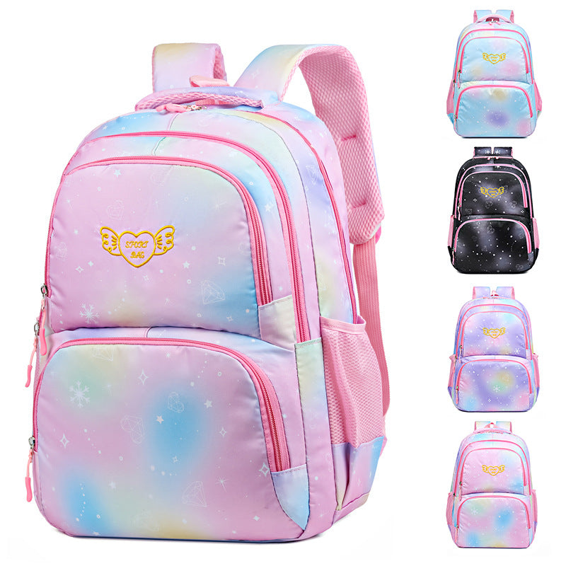 School bag starry sky gradual change trend fashion soft cute art backpack single large capacity Oxford cloth student bag