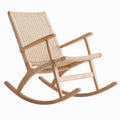 Scandinavian rocking chair solid wood for home balcony hemp rope woven ash rocking chair casual modern living room recliner