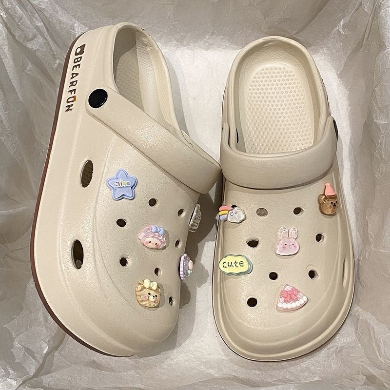 2024 new eva clogs summer women's outdoor thick-soled beach sandals "stomping on shit" comfort non-slip girls' slippers wholesale