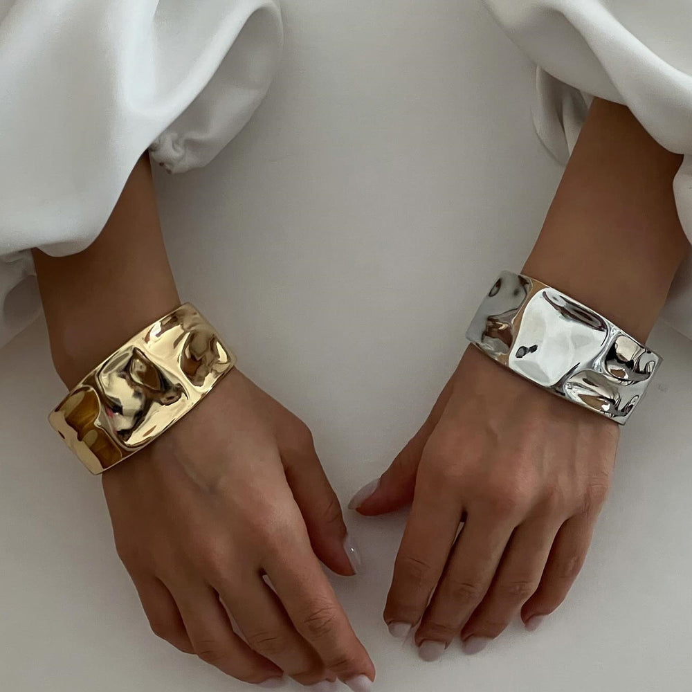 Irregular round bracelet wholesale european and american cross-border jewelry fashion alloy wide version round spring open bracelet for women