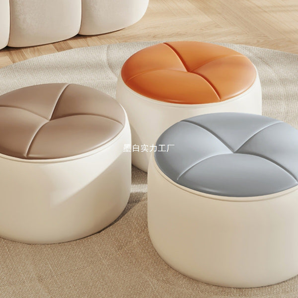 New solid wood stool home shoe stool leather stool light luxury living room creative pier Internet celebrity small stool coffee table round stool