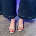 New transparent rhinestone slippers for women, summer outdoor wear, new high-end french style thong beach sandals