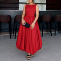 cross-border e-commerce women's fashion: european and american summer new arrivals - elegant, slim-fit, sleeveless solid color dress
