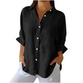 european and american  spring new arrival cotton linen button pocket shirt jacket loungewear casual women's top