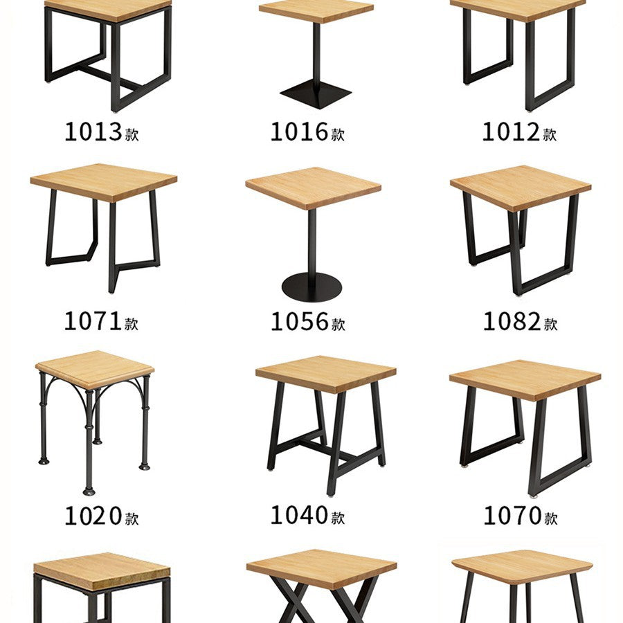 Cafe square table square wrought iron solid wood dining table commercial staff restaurant snack bar table and chair combination 1016