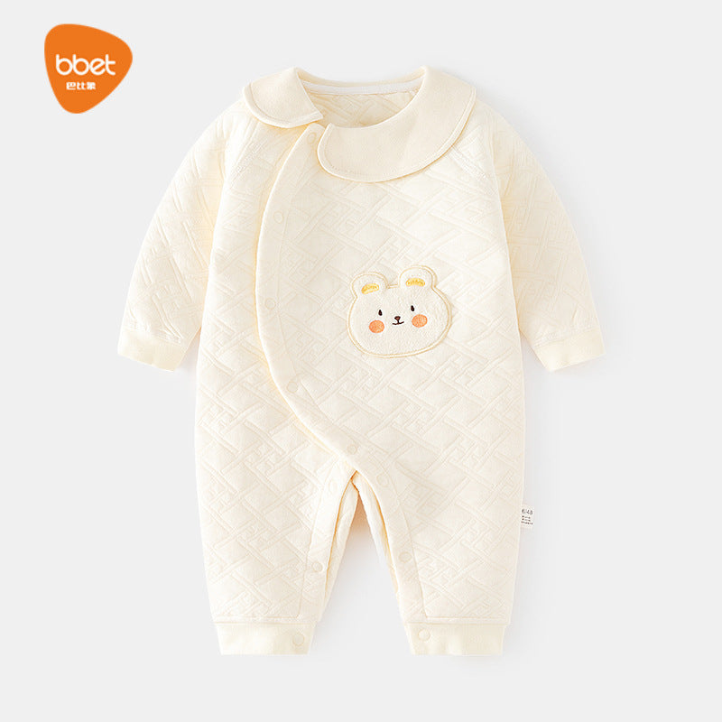 Babibele baby heattech onesie baby fall and winter boneless haki type a baby snap button door-to-door romper pajamas