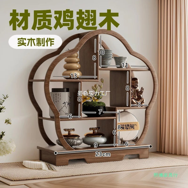 Chicken wing wood bogu frame new Chinese style Duobao Pavilion tea set display stand solid wood shelf living room decoration table engagement