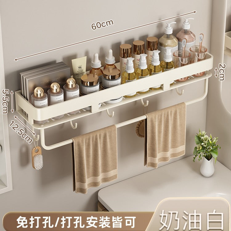 Space Aluminum Cream Wind Toilet Wash Desk Shelf No Punching Toilet Bathroom Toilet Wall Hanging Storage Rack