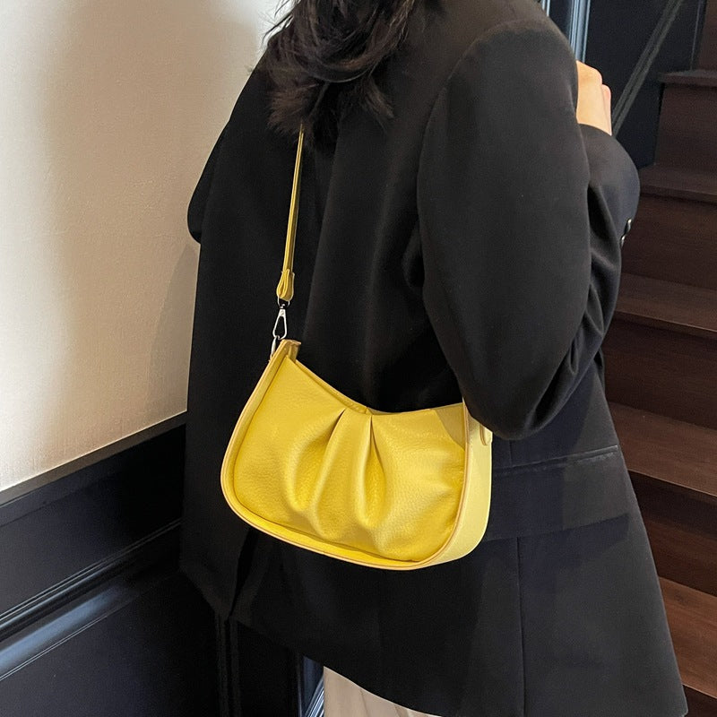 Foreign order this year's popular bag women's 2025 new fashion and casual versatile shoulder underarm bag pleated messenger bag