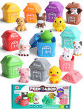children's soft rubber animal matching number house mini pig duck frog finger puppet matching interactive toy