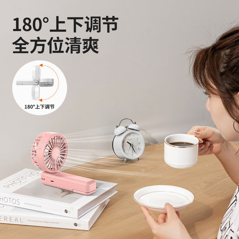 new arrival handheld double-leaf fan for home desktop foldable small fan usb outdoor portable hiking buckle fan