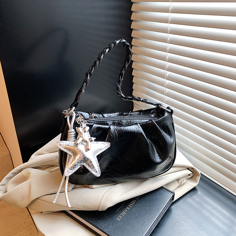 Cross-border niche design pleated underarm bag women's 2025 new casual Korean version fashion simple shoulder messenger bag