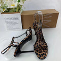 Za2024 new leopard print high heels - elegant single strap stiletto open toe women's shoes - leopard print printed high heel fashion footwear