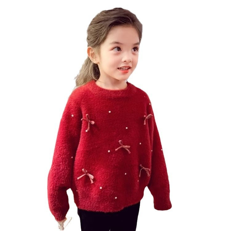 christmas kids' sweater - fleece-lined, extra thick, chinese new year style. versatile knitted base layer for boys and girls