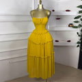 Fashion cross-border women's clothing  summer new style elegant holiday style waist-cinching fungus edge large skirt suspender dress