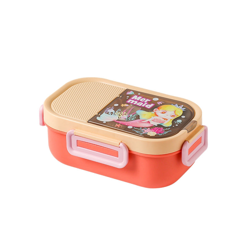Cartoon grid lunch box, 304 stainless steel bento box, microwaveable, insulated lunch container for students and office workers