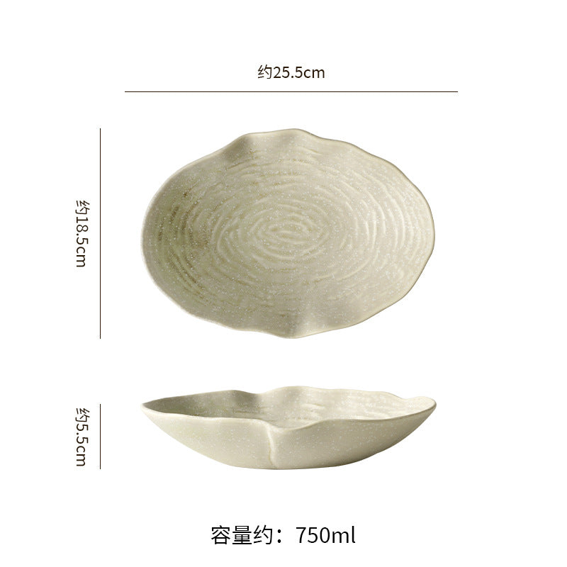 Japanese-style pasta plate, household salad plate, high-end restaurant ceramic tableware, retro straw hat bowl, light luxury western food plate