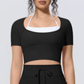 Cloud-feel two-piece look yoga top with built-in bra pads - perfect for outdoor running, fitness, pilates, and activewear