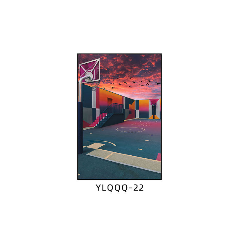Basketball decorative painting boys bedroom theme room layout hanging painting youth sports field stadium gymnasium mural