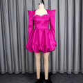 European and american fashion square neck beaded long sleeve party dress - lantern sleeve cinched waist puffy skirt evening gown dress