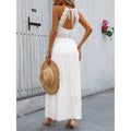 Women's lace halter backless v-neck bodycon dress, perfect for vacation, fresh and stylish summer wear