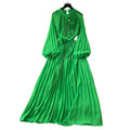 Frenchclassyelegancedress women's heavy industry beading stereo flower strap waist draped large swing pleated long skirt