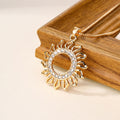 Wholesale diamond-studded pendants: european and american cross-border women's fashion accessories, versatile jewelry, alloy sunburst round minimalist necklace