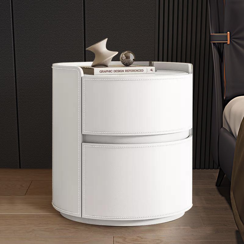 Creative design bedside table solid wood saddle leather  new modern minimalist light luxury high-end bedroom