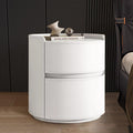Creative design bedside table solid wood saddle leather  new modern minimalist light luxury high-end bedroom