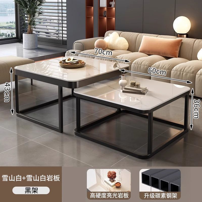 Rock slab coffee table for home living room small apartment coffee table casual modern new arrivalclassy glass retractable storage tea table