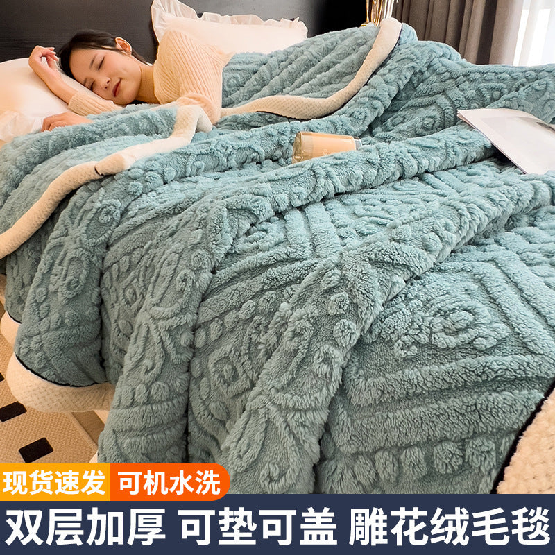 Milk fleece blanket winter thickened coral fleece blanket office nap sofa fleece blanket   wholesale