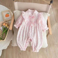Baby spring & fall romper - newborn, 100-day celebration, baby girl princess floral bodysuit, outdoor outfit, crawling suit - new arrival