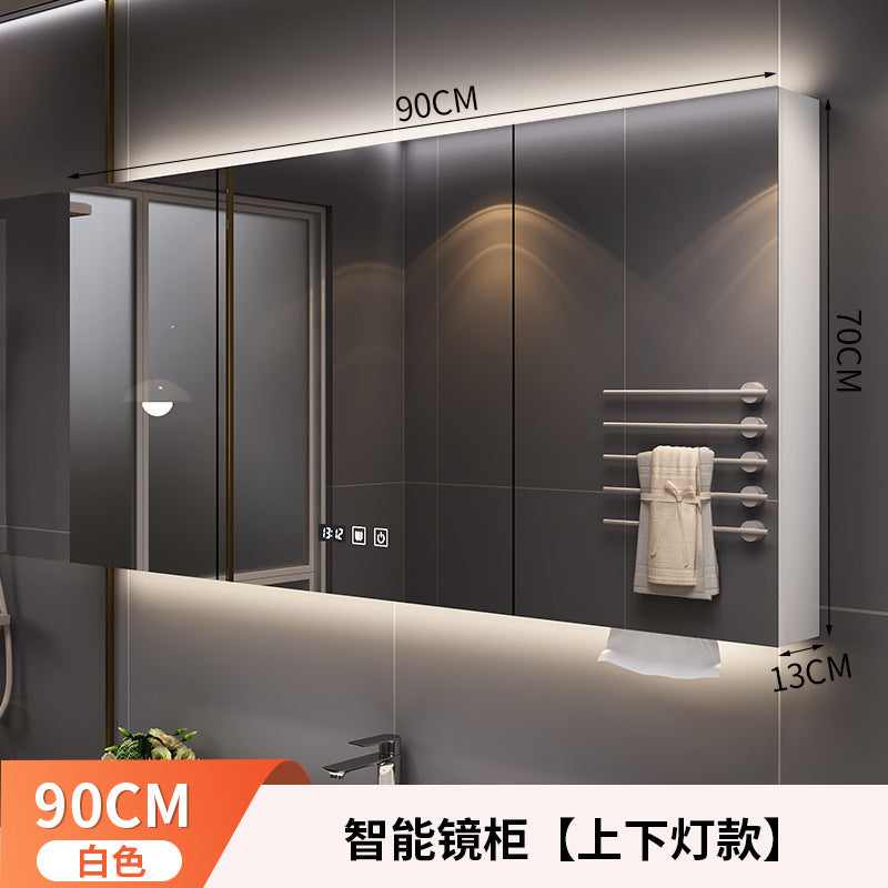 Smart bathroom mirror Solid wood separate wall-mounted bathroom mirror cabinet Locker Toilet storage locker Mirror