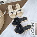 Women's summer slippers - new fashion flat slides with soft sole, soft upper, bow detail, indoor/outdoor non-slip sandals