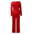 D439 independent station  new long-sleeved elegant mesh stitching beading slimming look banquet large size foreign trade jumpsuit