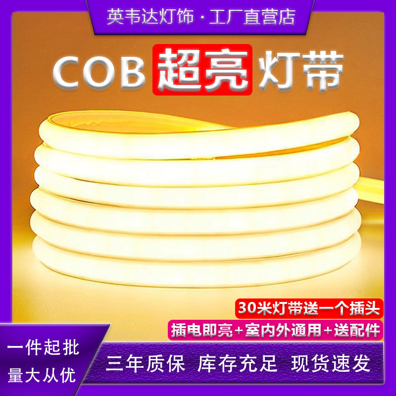 Labaota cob led strip lights - linear lighting for indoor living rooms, 220v outdoor courtyards, waterproof led flexible strips for home use